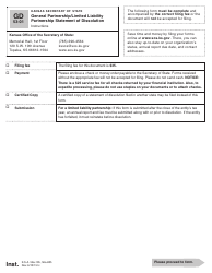 Form GD53-01 General Partnership/Limited Liability Partnership Statement of Dissolution - Kansas