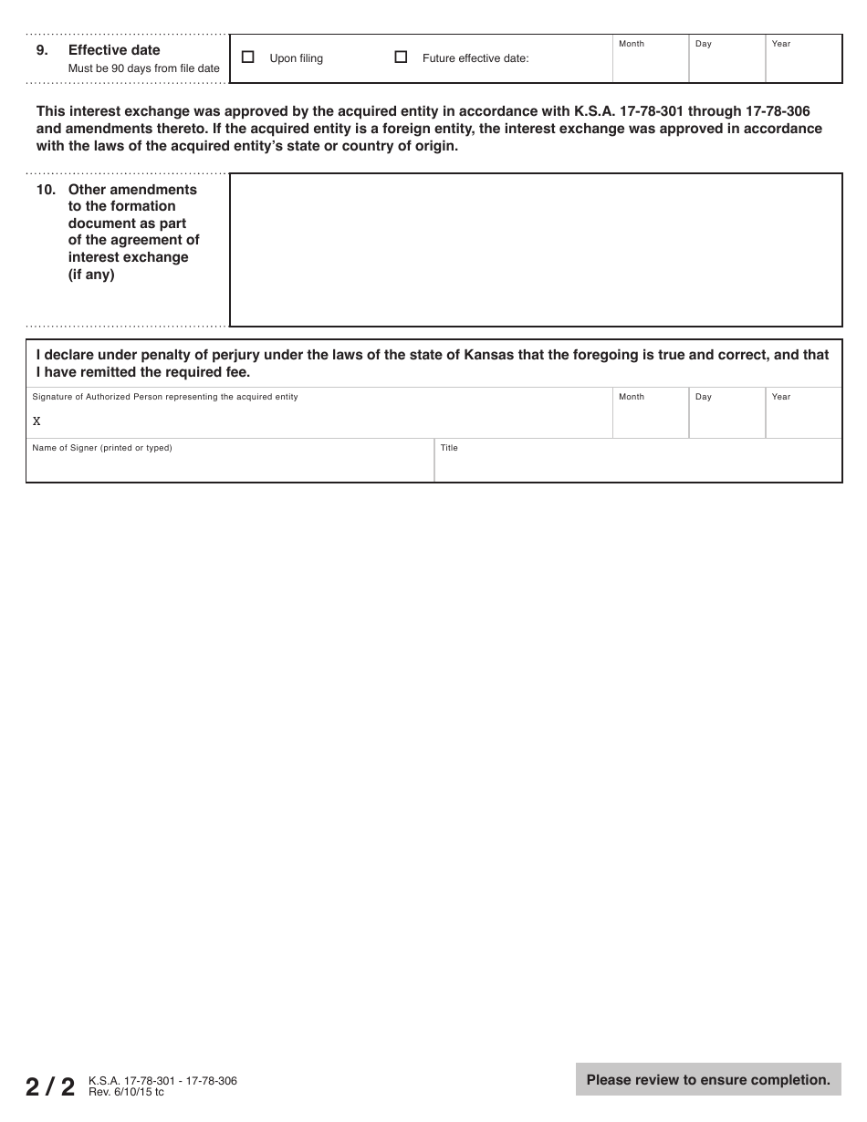 Form INE53-51 Certificate of Interest Exchange - Kansas, Page 3