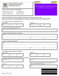 Document preview: Form PO90-05 Professional Fund Raiser Operating Statement - Kansas
