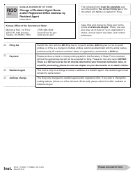 Document preview: Form RGO53 Change of Resident Agent Name and/or Registered Office Address by Resident Agent - Kansas