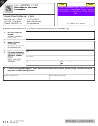 Form RL53-08 Reinstatement of Limited Partnership - Kansas, Page 3