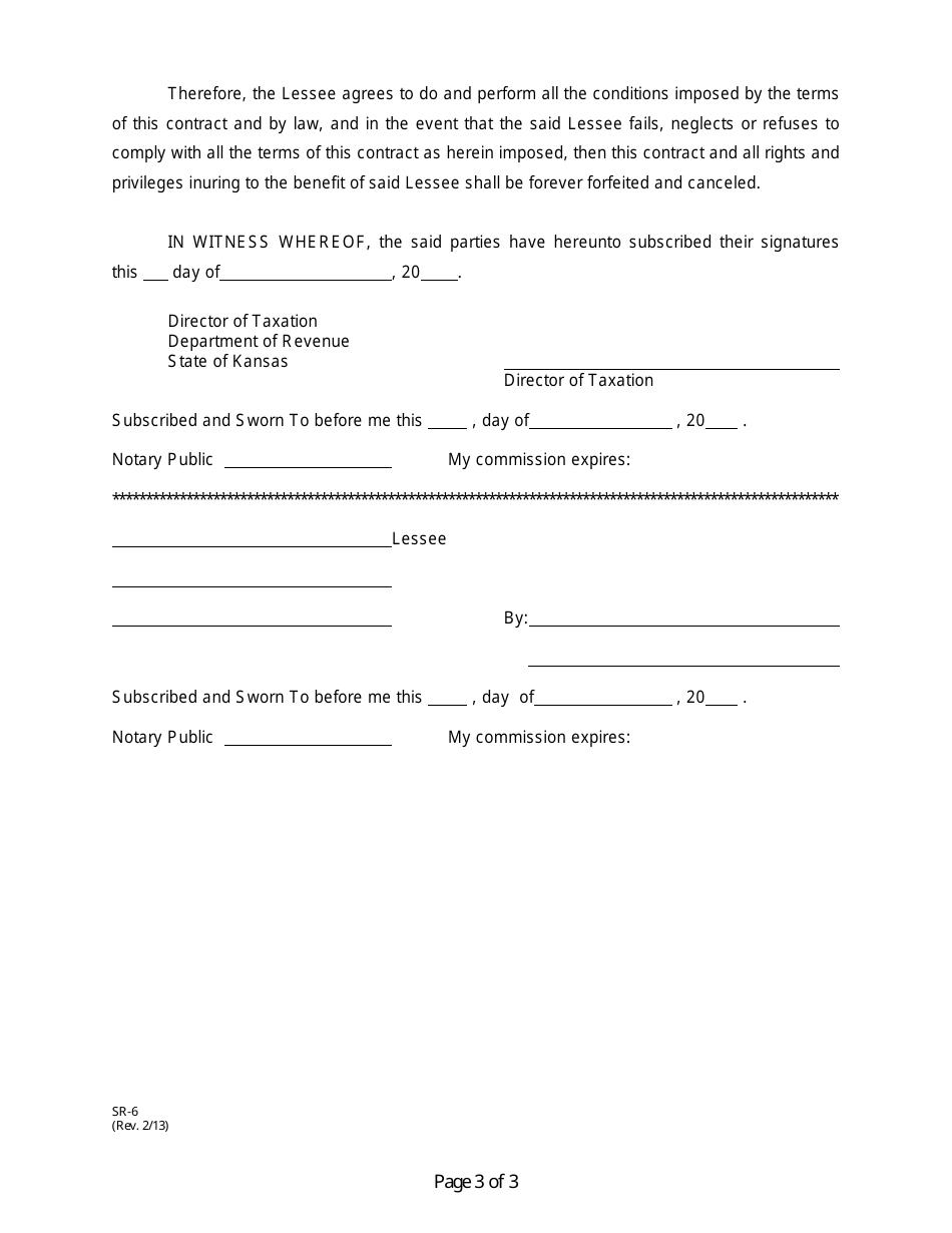 Form SR-6 Sand Removal Contract - Kansas, Page 3