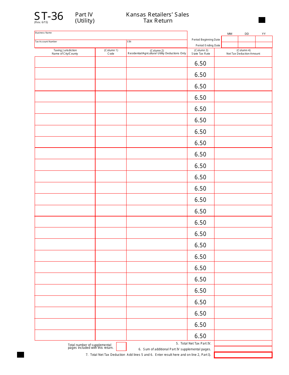 Form ST36 Fill Out, Sign Online and Download Fillable PDF, Kansas