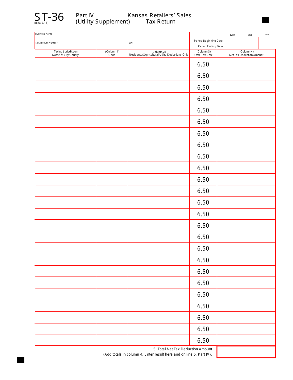 Form ST36 Fill Out, Sign Online and Download Fillable PDF, Kansas