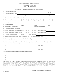 Form ST-44 Nonresident Contractors Information Form - Kansas