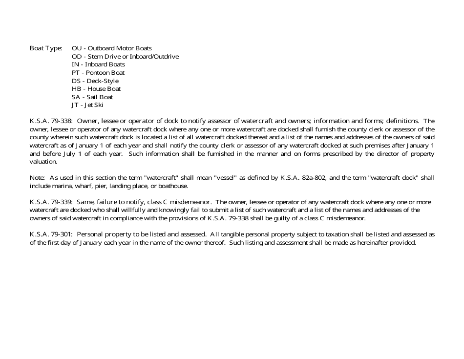Form PV-PP-17 Marina Watercraft Listing - Kansas, Page 2