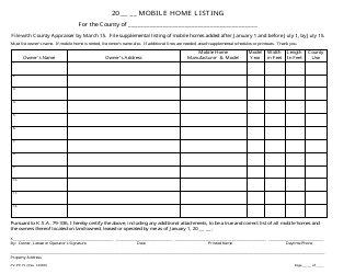Document preview: Form PV-PP-15 Mobile Home Listing - Kansas
