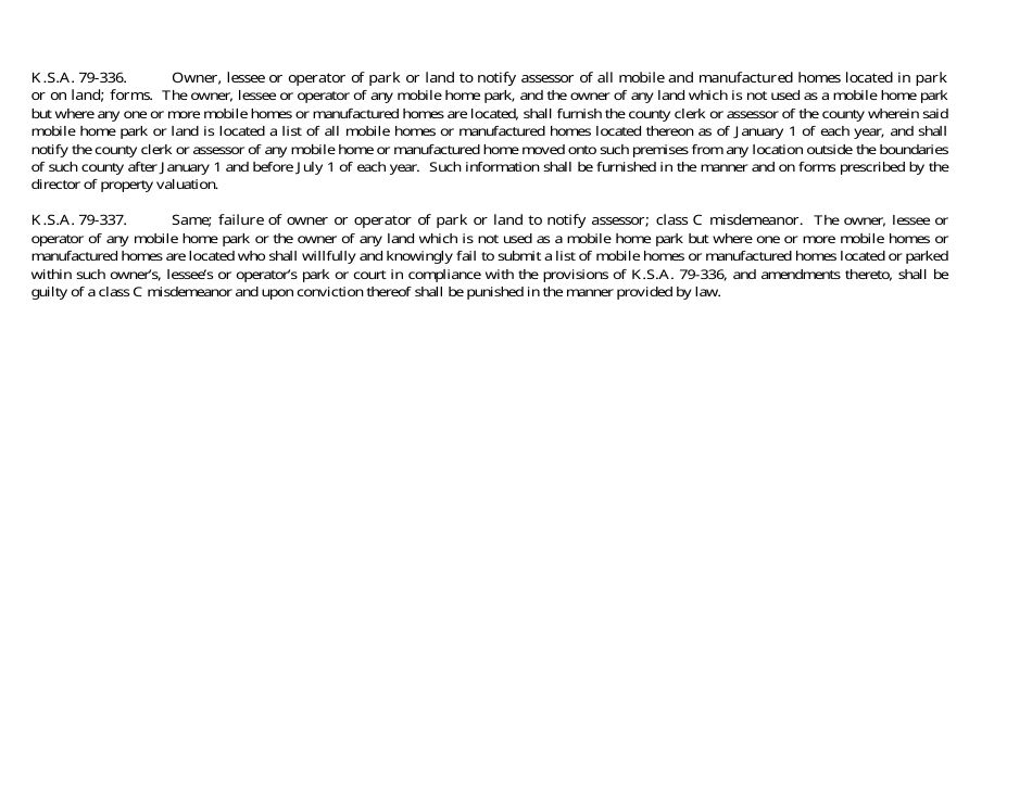 Form PV-PP-15 Mobile Home Listing - Kansas, Page 2