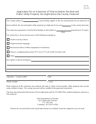 Document preview: Form DTE96A Application for an Extension of Time to Deliver the Real and Public Utility Property Tax Duplicate to the County Treasurer - Ohio