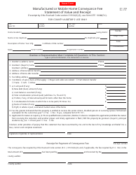 Form DTE100M Manufactured or Mobile Home Conveyance Fee Statement of Value and Receipt - Ohio