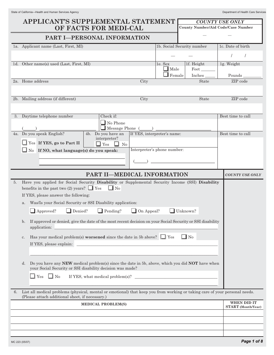 Form MC223 - Fill Out, Sign Online and Download Fillable PDF ...