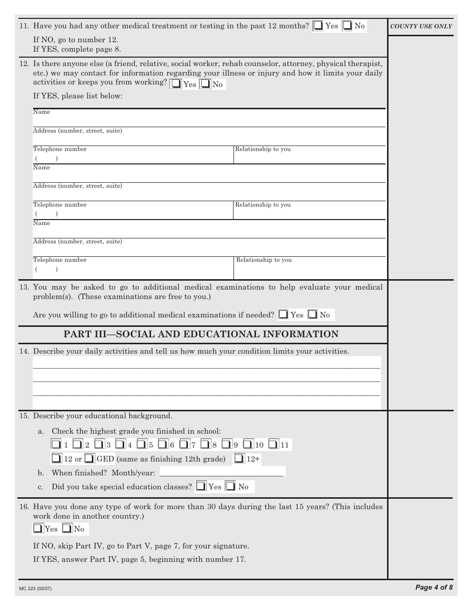 Form MC223 - Fill Out, Sign Online and Download Fillable PDF ...