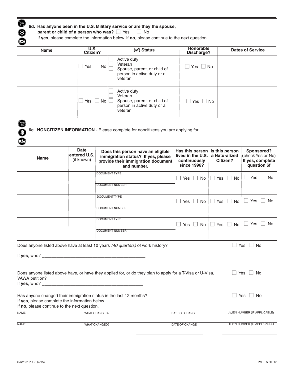 Form SAWS2 PLUS Application for CalFresh, Cash Aid, and / or Medi-Cal / Health Care Programs - California, Page 11