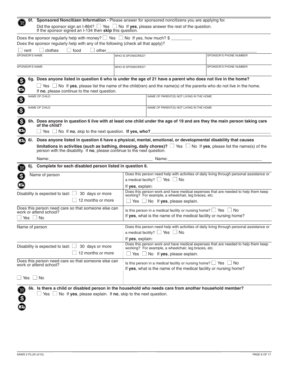 Form SAWS2 PLUS Application for CalFresh, Cash Aid, and / or Medi-Cal / Health Care Programs - California, Page 12