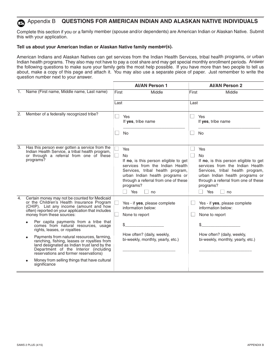 Form SAWS2 PLUS Application for CalFresh, Cash Aid, and / or Medi-Cal / Health Care Programs - California, Page 25
