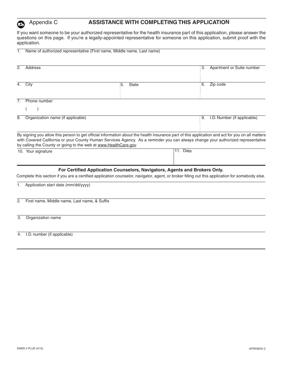 Form SAWS2 PLUS Application for CalFresh, Cash Aid, and / or Medi-Cal / Health Care Programs - California, Page 26