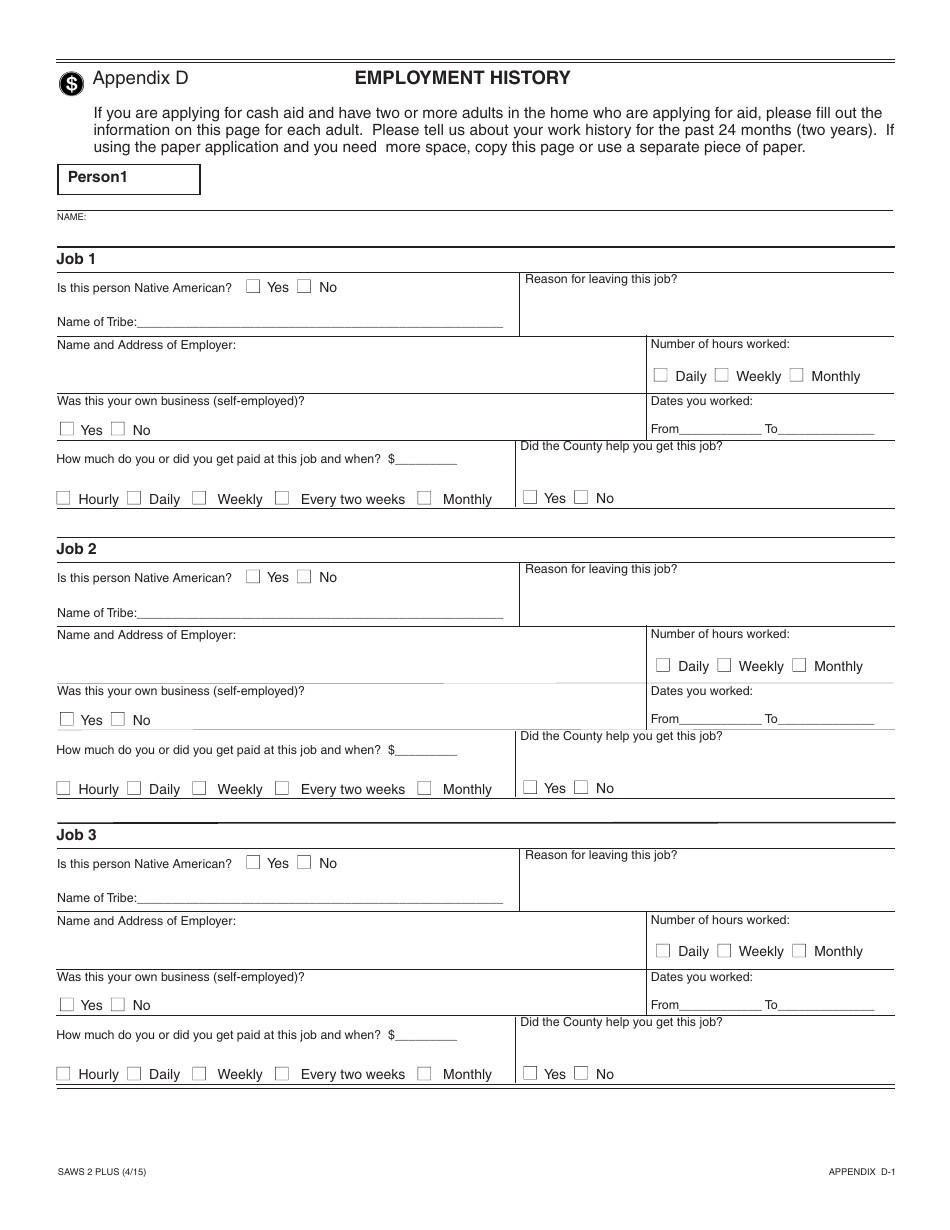 Form SAWS2 PLUS Application for CalFresh, Cash Aid, and / or Medi-Cal / Health Care Programs - California, Page 27