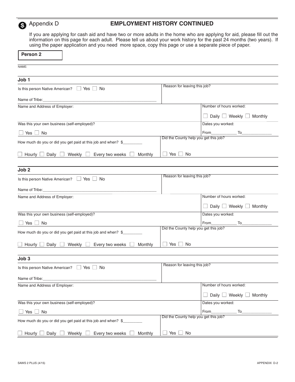 Form SAWS2 PLUS Application for CalFresh, Cash Aid, and / or Medi-Cal / Health Care Programs - California, Page 28
