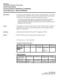 Instructions for FPPC Form E-530 Communications Identifying Candidates Issue Advocacy - State Candidates - California, Page 2