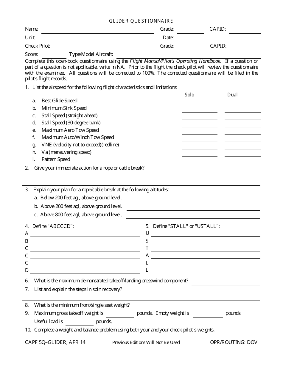 CAP Form 5Q-G - Fill Out, Sign Online and Download Printable PDF ...