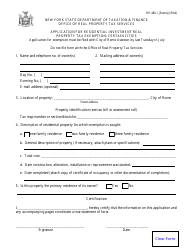 Document preview: Form RP-485-I [ROME] Application for Residential Investment Real Property Tax Exemption; Certain Cities - New York