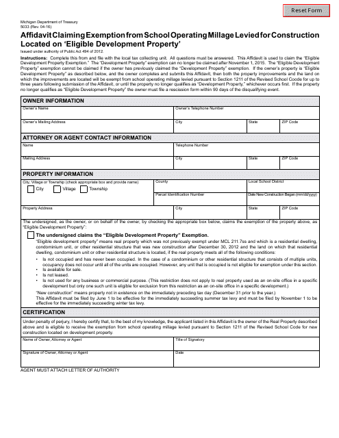 Form 5033  Printable Pdf