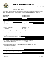 Residence Questionnaire Form - Maine