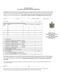 Document preview: Tax Declaration Form for Cigarettes - Maine