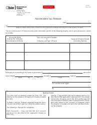 Document preview: Form ET14A Nonresident Tax Release - Ohio