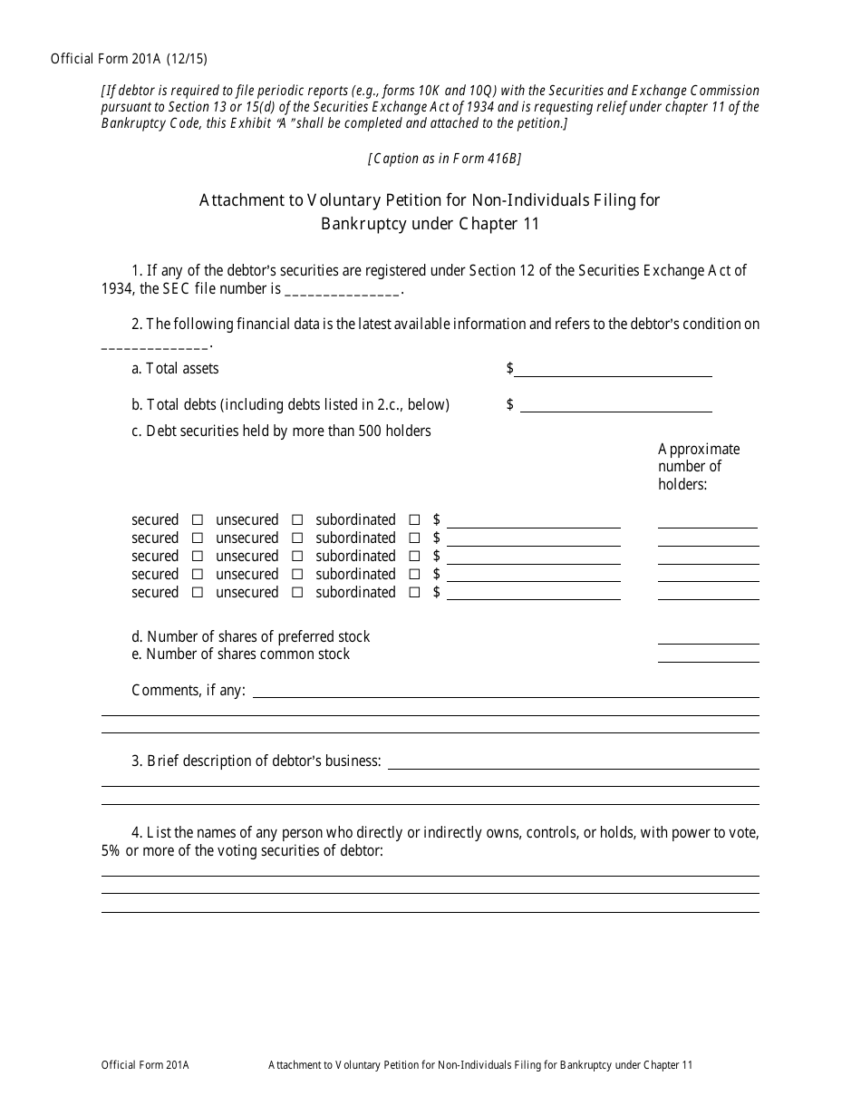Official Form 201A Attachment to Voluntary Petition for Non-individuals Filing for Bankruptcy Under Chapter 11, Page 1
