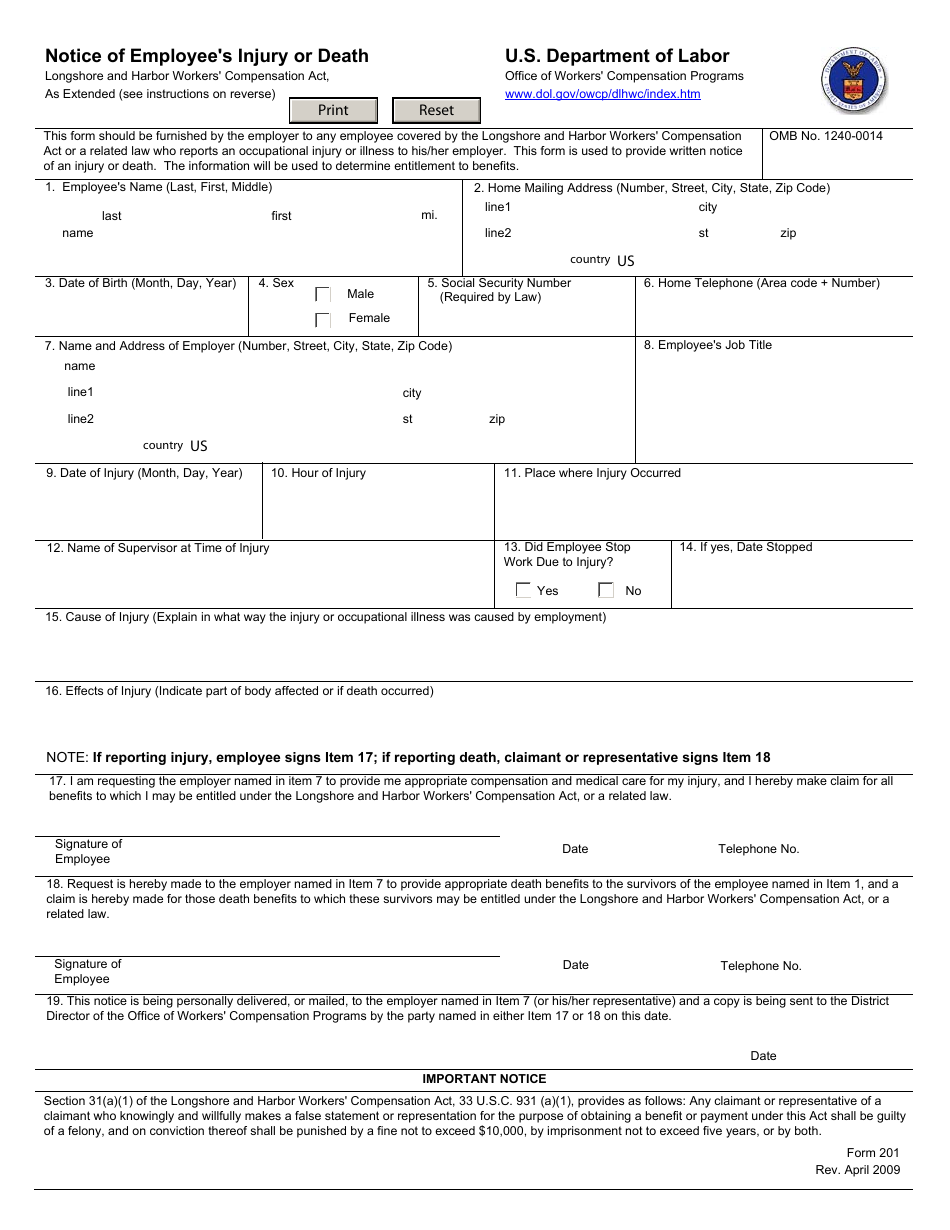 Form 201 - Fill Out, Sign Online and Download Fillable PDF | Templateroller