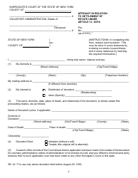 Form SE-1A Affidavit in Relation to Settlement of Estate Under Article 13, Scpa - New York