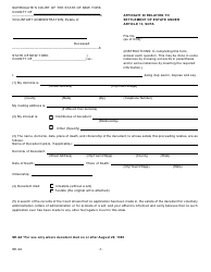 Form SE-2A Affidavit in Relation to Settlement of Estate Under Article 13, Scpa - New York