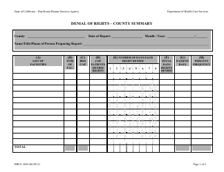 Document preview: Form DHCS1805 Denial of Rights - County Summary - California