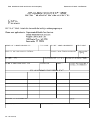 Document preview: Form MC5400 Application for Certification of Special Treatment Program Services - California
