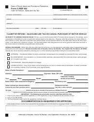 Document preview: Form C-REF-SU Claim for Refund - Sales and Use Tax on Casual Purchase of Motor Vehicle - Rhode Island