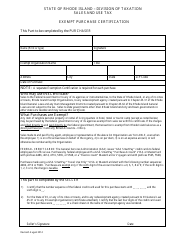 Rhode Island Exempt Purchase Certification Form Download Printable PDF ...