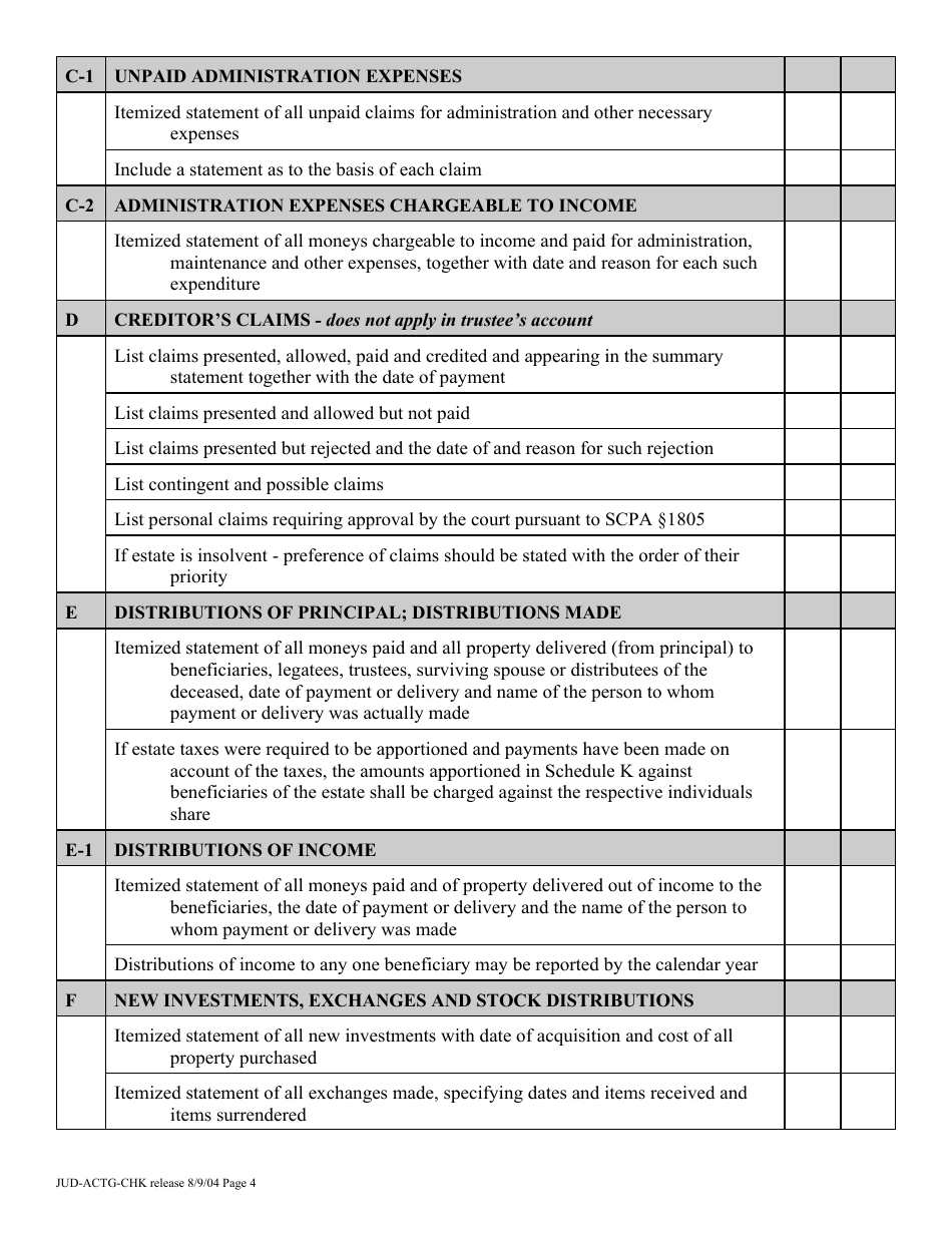 Form JUD-ACTG-CHK Judicial Settlement of Account Proceeding Checklist - New York, Page 4