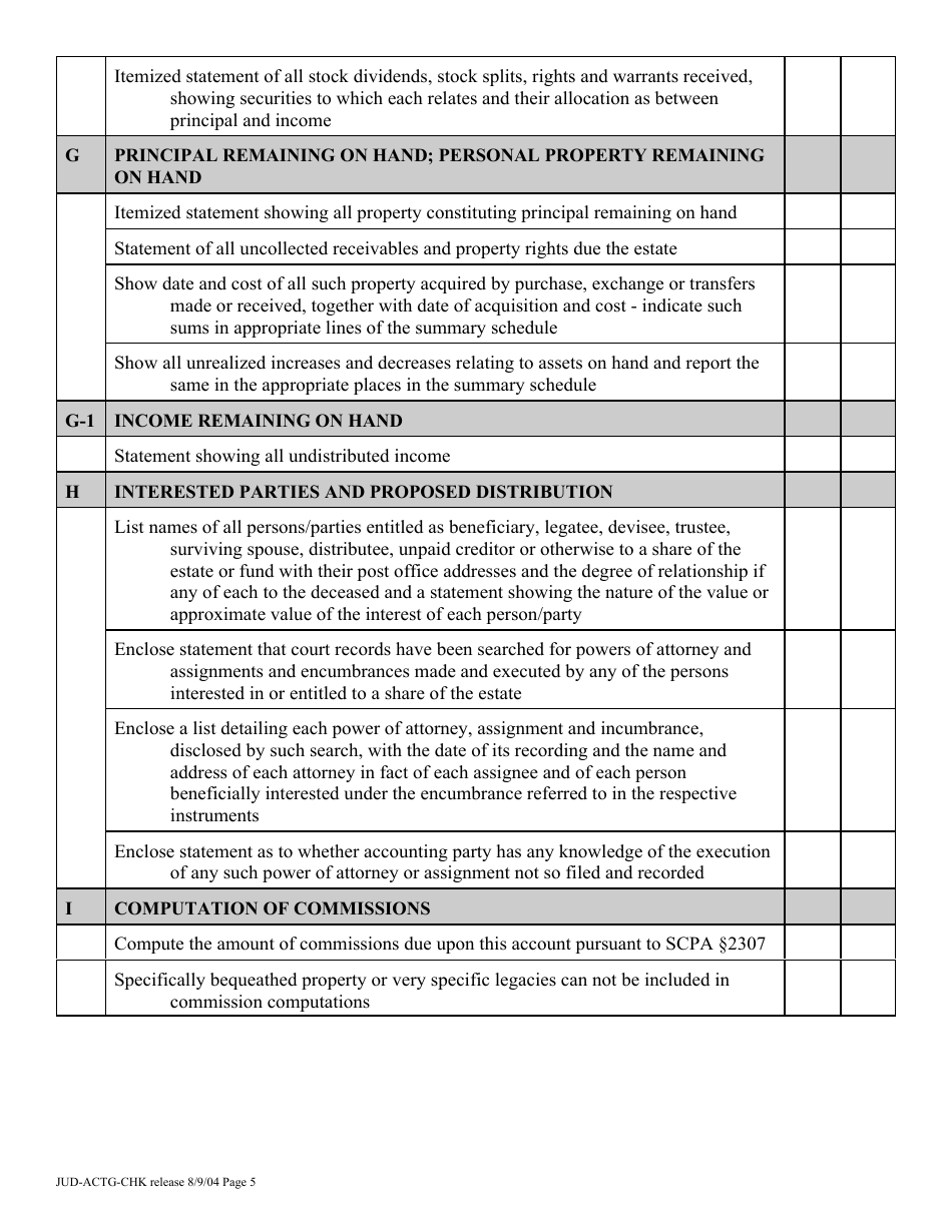 Form JUD-ACTG-CHK Judicial Settlement of Account Proceeding Checklist - New York, Page 5