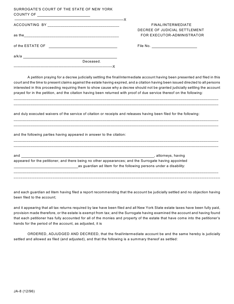 Form JA-1 Petition for Judicial Settlement of Account - New York, Page 17