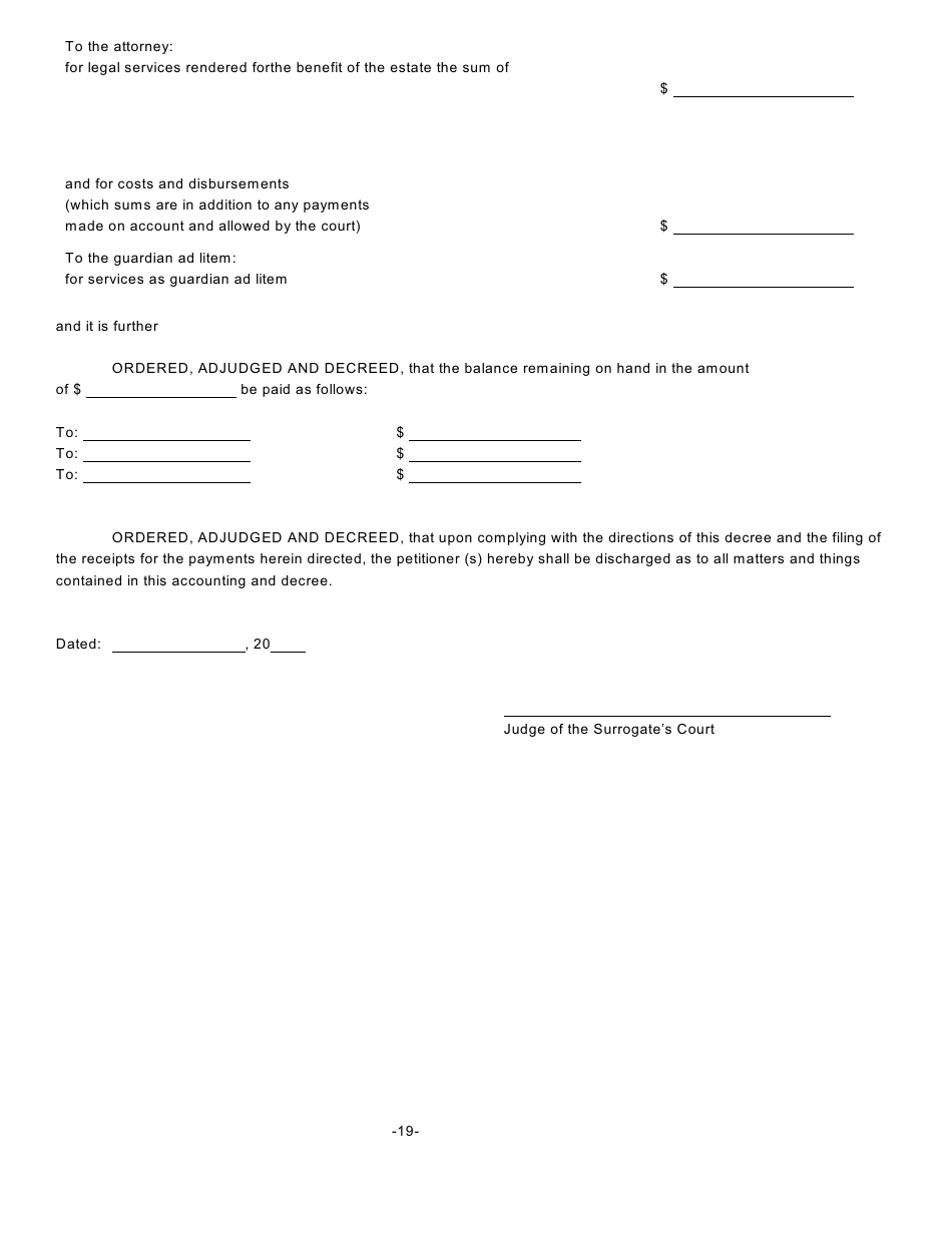 Form JA-1 Petition for Judicial Settlement of Account - New York, Page 19