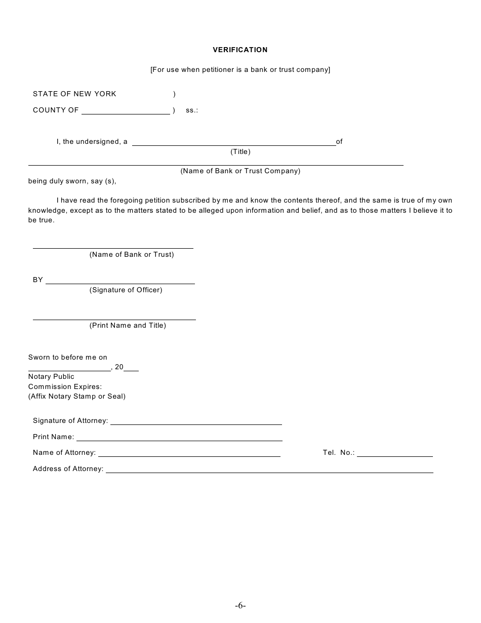Form JA-1 Petition for Judicial Settlement of Account - New York, Page 6