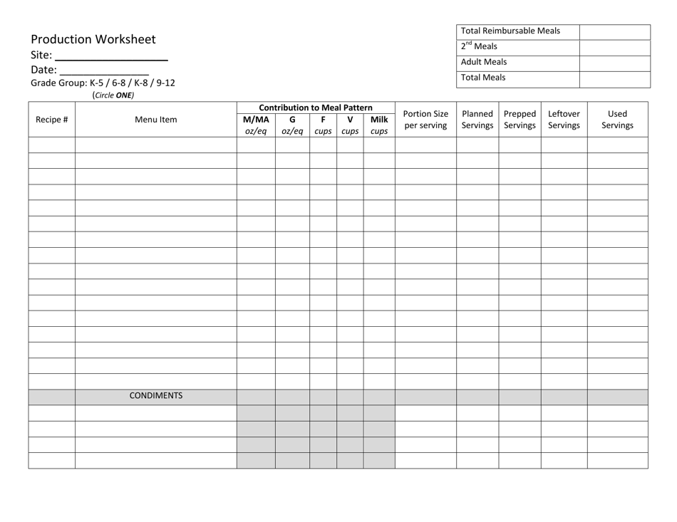 Arizona Production Worksheet Download Printable PDF | Templateroller