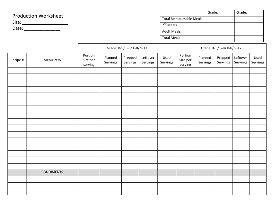 Production Worksheet - Arizona, Page 1
