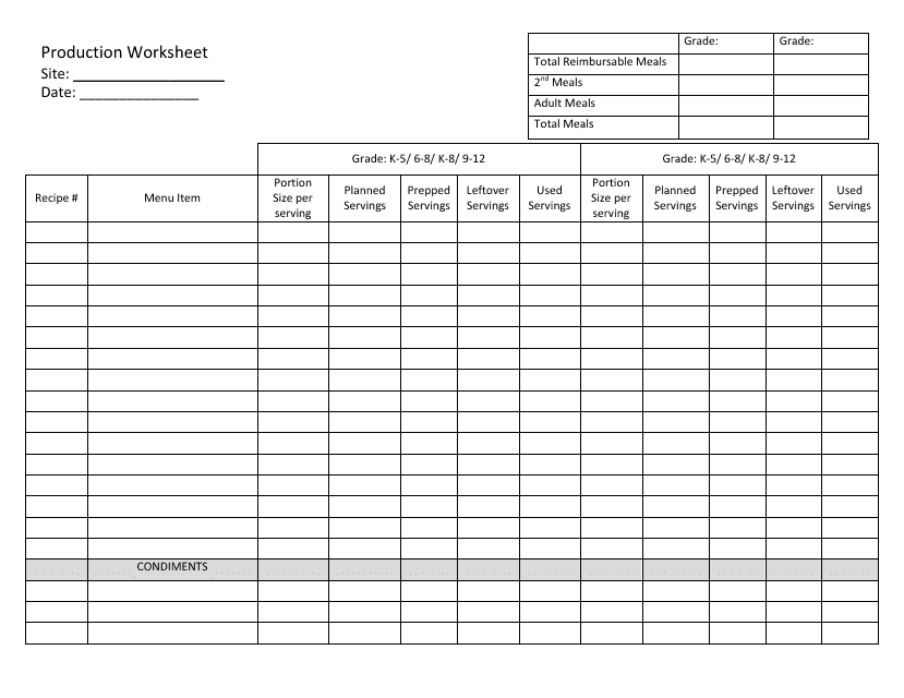 Production Worksheet - Arizona