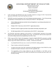 Food Program Permanent Service Agreement Form - Arizona, Page 14