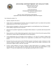 Food Program Permanent Service Agreement Form - Arizona, Page 15