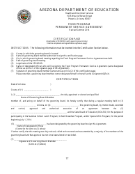 Food Program Permanent Service Agreement Form - Arizona, Page 17