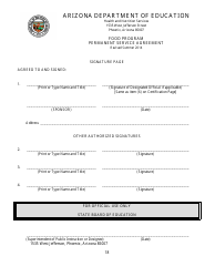 Food Program Permanent Service Agreement Form - Arizona, Page 18
