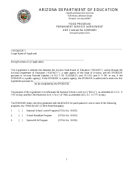 Food Program Permanent Service Agreement Form - Arizona